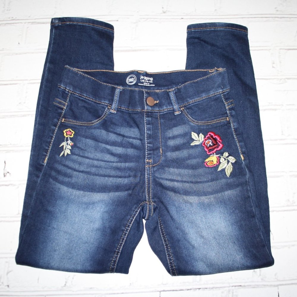 🌸 Wonder Nation Floral Jeans · Size L (10/12 Girls)